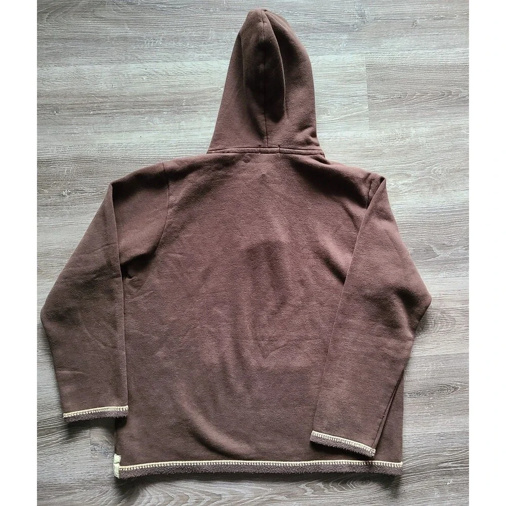 Vintage Polo Jeans Co Ralph Lauren Hoodie Mens L Brown Lace Up Pullover Fleece